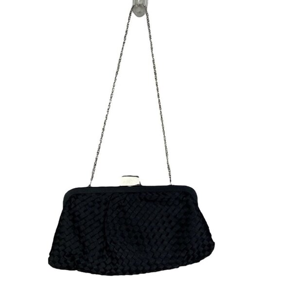 JESSICA McClintock Gunne Sax Vintage Black Clutch Purse Handbag Jewel Closure - Picture 9 of 12